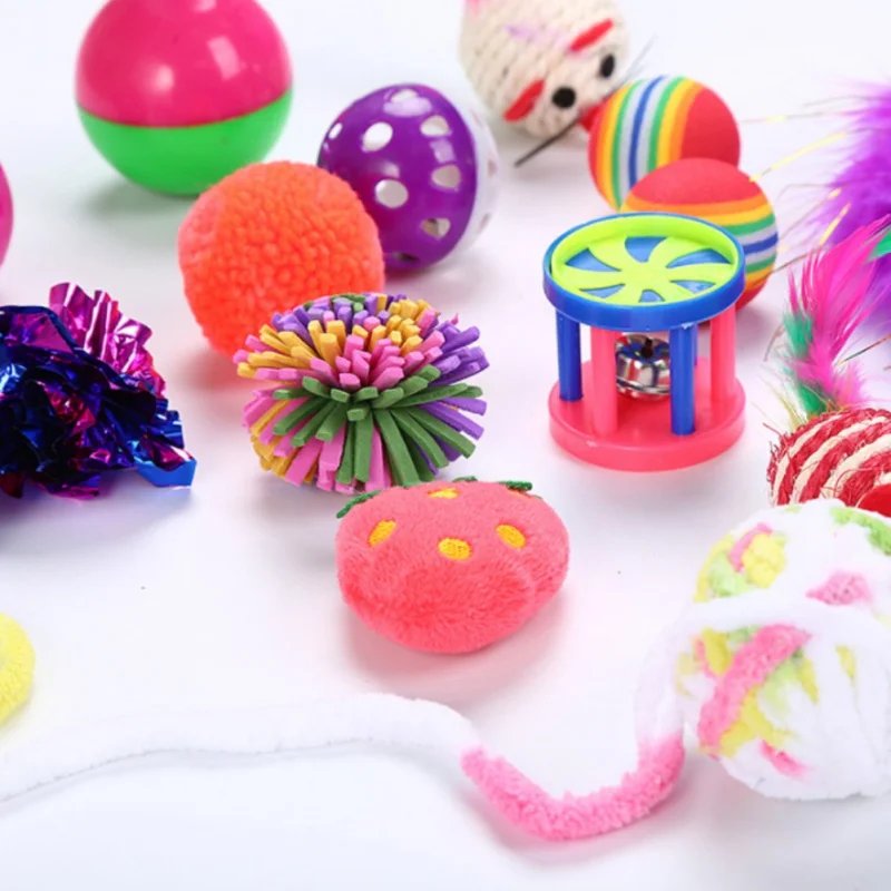 Cat Toys Set Combination Toy Kitten Interactive Play Supplies Bell Feather Mice Shape Ball Cat Toys Kit Cat Toys Set Combination Toy Kitten Interactive Play Supplies Bell Feather Mice Shape Ball Cat Toys Kit