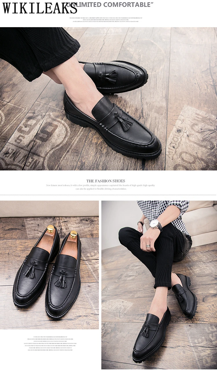 coiffeur mens office shoes leather tassel classic shoes men elegant italian brand formal shoes for men sepatu slip on pria bona