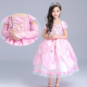 

Dresses new cotton girls dress Children's Clothing Ball Gown lace short princess dress beautiful party wear hot blue 2017 new