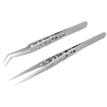 Precision Electronics Tweezers Set Ultra Fine Curved Straight Tips Stainless Steel Forceps Mobile Phone Repair Hand Tools Set
