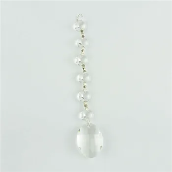 

38mm Clear Suncatcher Glass Crystals Lighting Pendant With Octagon Beads Teardrop Prism Hanging Drops Pendants