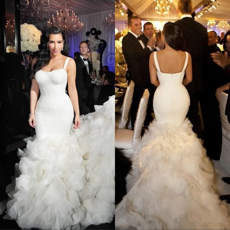 2019-sexy-mermaid-wedding-dresses-tiered-skirt-spagetti-straps-lace-organza-cathedral-train-fall-bridal-gowns