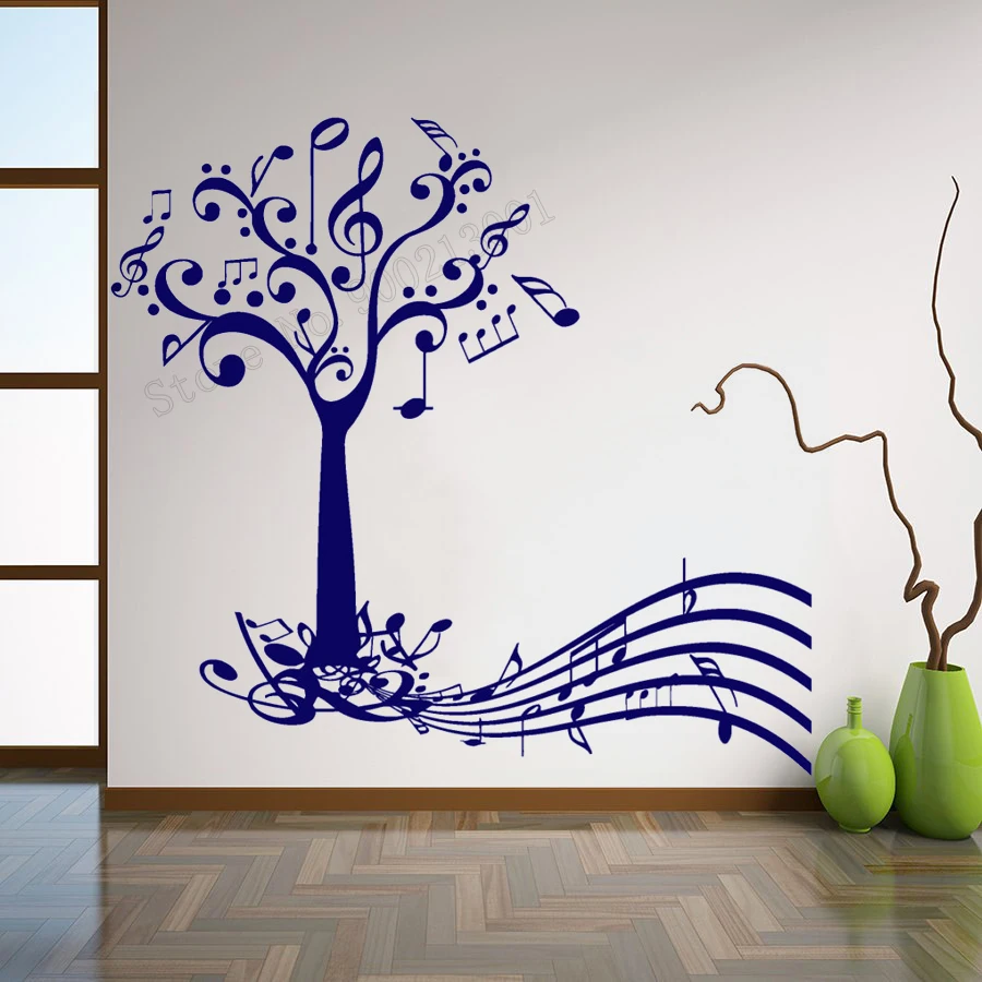 

Art Wall Sticker Music Tree And Keys Notes Room Decoration Paper Abstract Wall Decor Removeable Poster Mural Vinyl Decal LY74