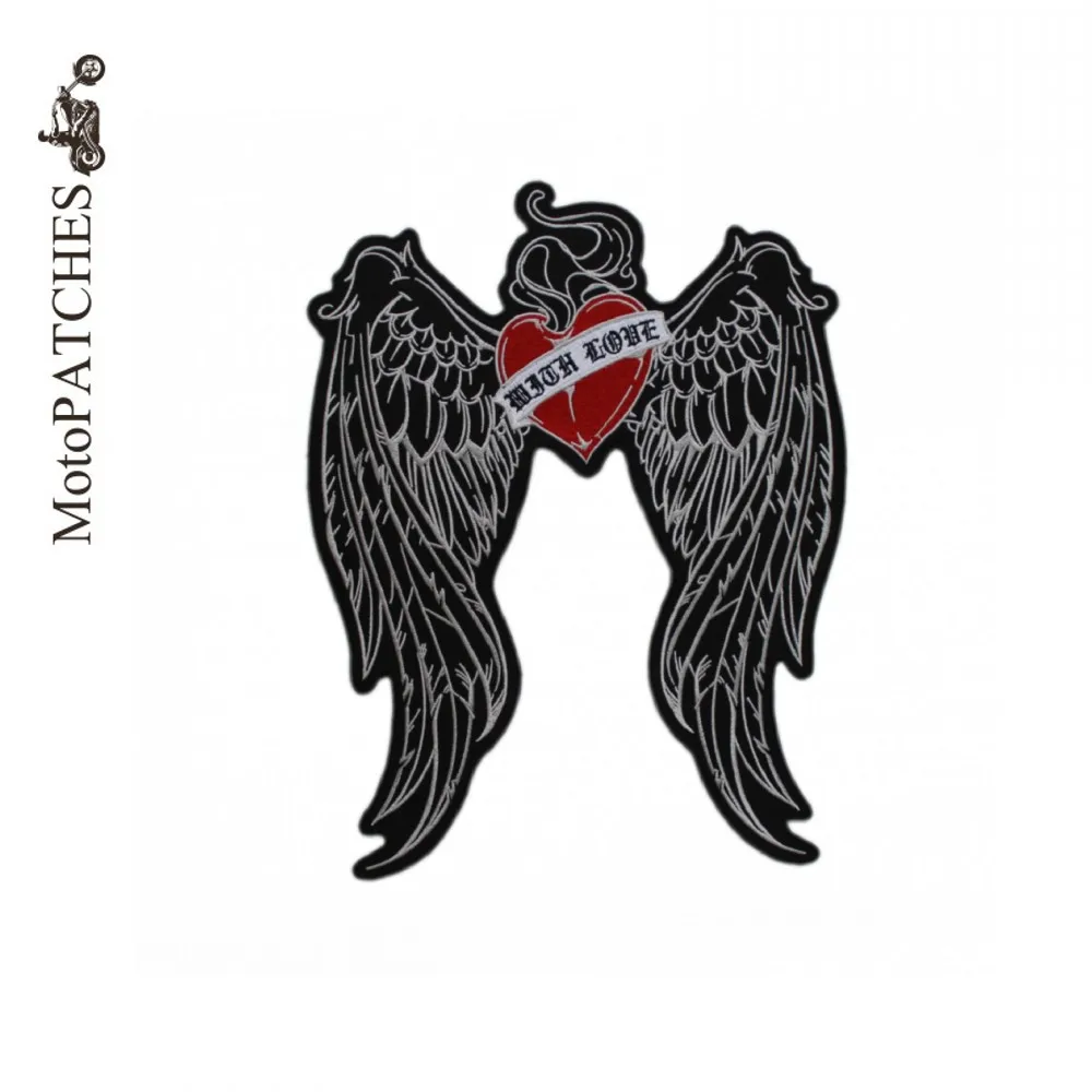 Harley Wings Сердечки С любовью отличные вышитые на заказ нашивки жилет Личность DIY Одежда патч