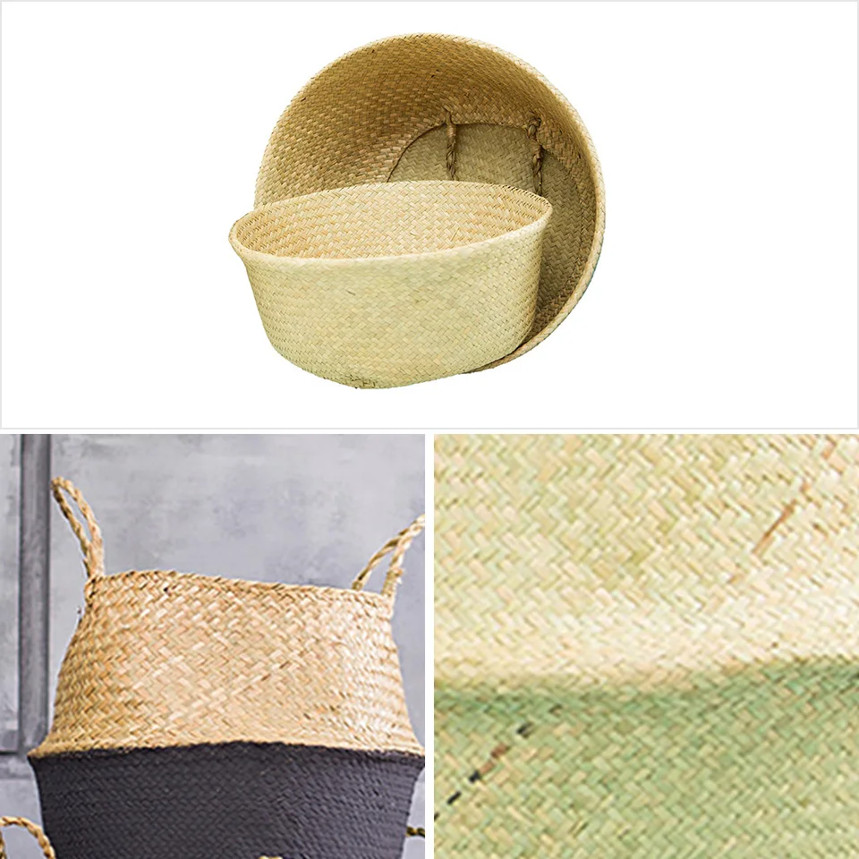 Natural Seagrass Basket Foldable Laundry Basket Bamboo Woven Storage Basket Wicker Rattan Flower Pot Handmade Straw Plant Basket Natural Seagrass Basket Foldable Laundry Basket Bamboo Woven Storage Basket Wicker Rattan Flower Pot Handmade Straw Plant Basket