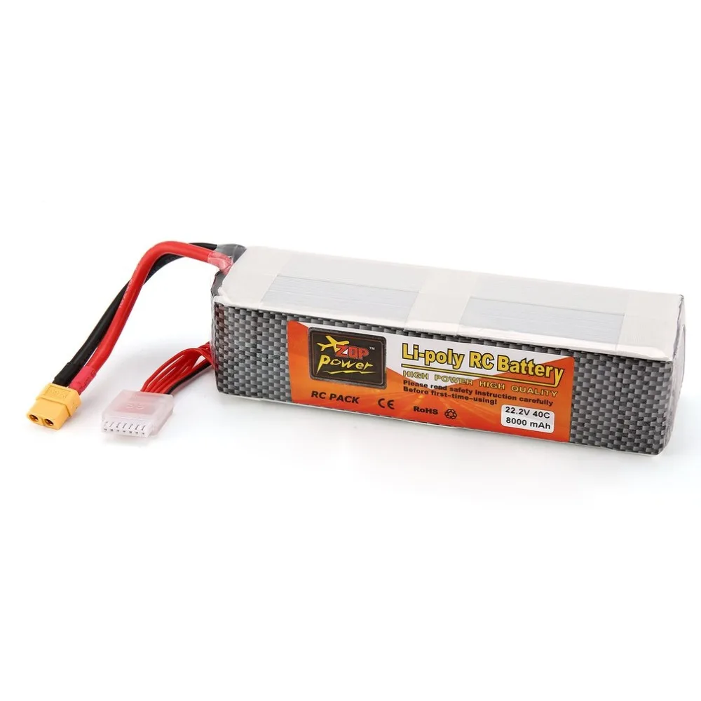 

ZOP Power 22.2V 8000mAh 40C 6S 1P Lipo Battery XT60 Plug Rechargeable for RC Racing Drone Quadcopter Helicopter Car Boat Model