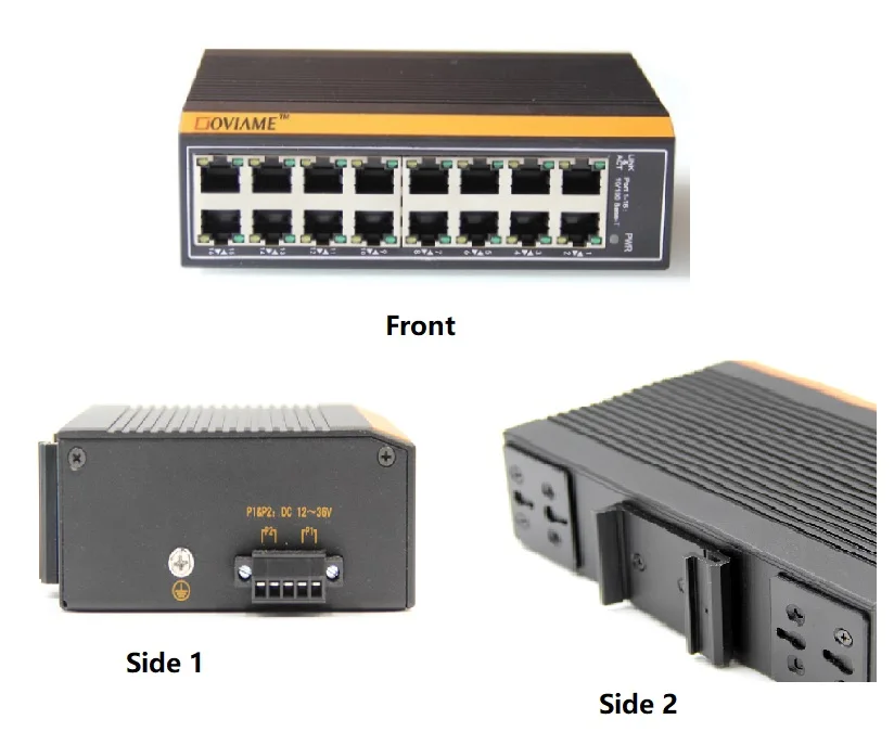 16 портов 10/100/1000 Мбит/с Неуправляемый коммутатор на din-рейку Industrial Ethernet Switch RJ45 разъем, коммутатор Ethernet