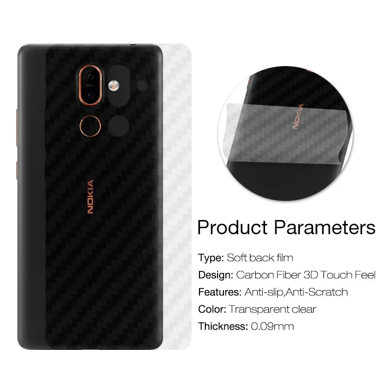 3D Carbon Fiber Rear Screen Protector For Nokia 7 Plus 5 6 2018 8 Sirocco 3  (5)