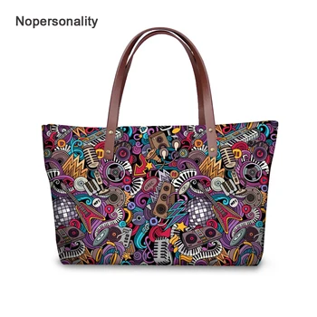 

Nopersonality Vintage Music Instrument Print Handle Shoulder Bag Big Neoprene Handbag for Women Casual Female Ladies Tote Bags