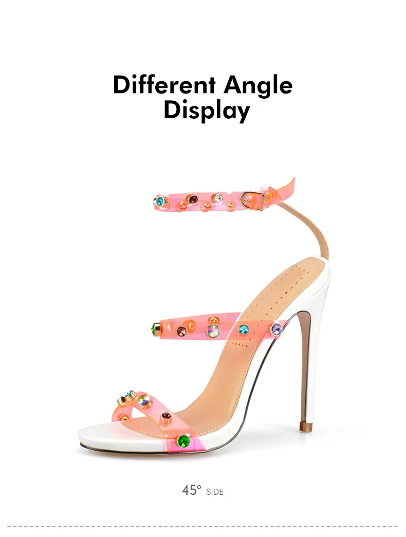 Pinkpalms обувь женские босоножки знаменитостей тренд 2019 ПВХ прозрачный Strappy каблуки Сандалии со стразами на высоком каблуке wht