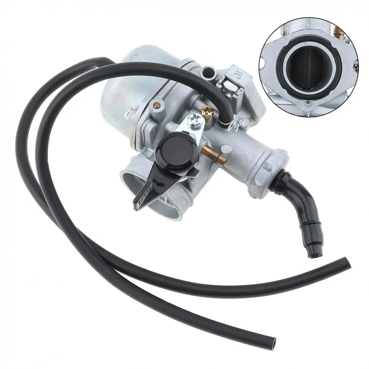 Curved Pipe Motorcycle Carburetor with Two Black Hose for 110cc 125cc