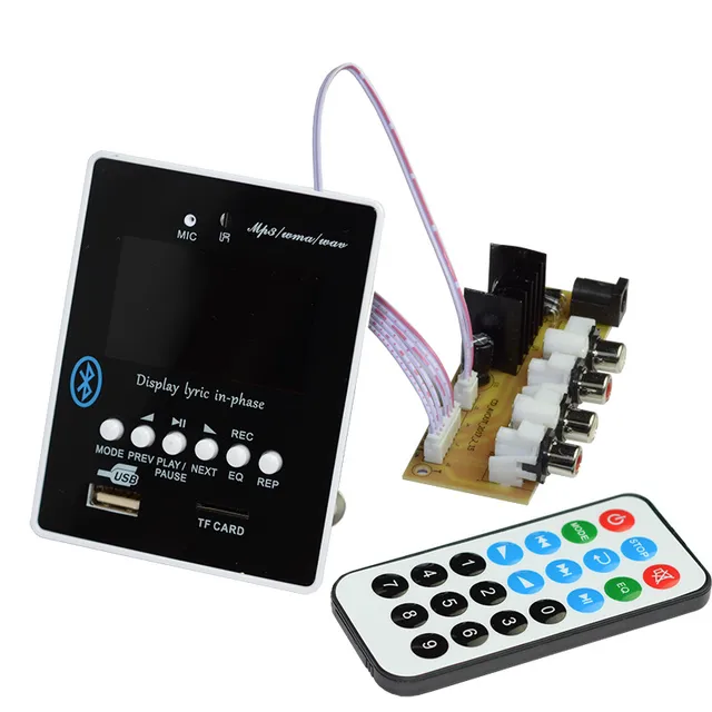 Aiyima MP3 Decoder Board Bluetooth Audio Receiver Module LED Lyric Display 12V USB SD WAV WMA Decoding MP3 Player AUX FM
