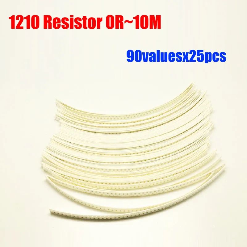 

1210 SMD Resistor 90valuesx25pcs=2250pcs Resistor Kit 0R~10M Assorted Kit