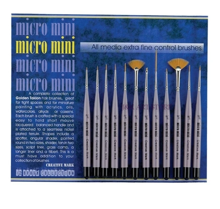 12 pieces all media extra fine control paint brushes set,script liner