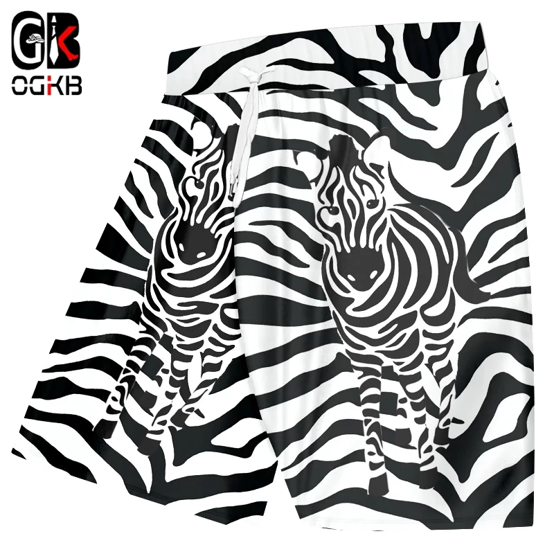 OGKB летние 3D Принт животного Леопард мужские шорты в повседневном стиле с принтом в полоску «под зебру» пляжные шорты мужские шорты хип-хоп брюки