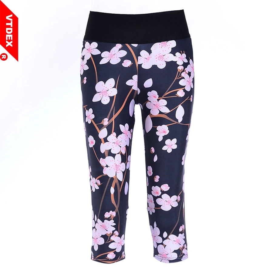 VTDEX Floral Print Yoga Pants Women 2017 Elastic Fitness Leggings Capri ...