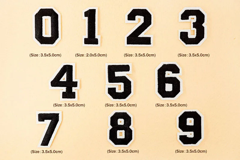 Number: 0 1 2 3 4 5 6 7 8 9 Size:3.8*5cm Patch Embroidered Applique Sewing Clothes Stickers Garment Apparel Accessories Synthetic Leather