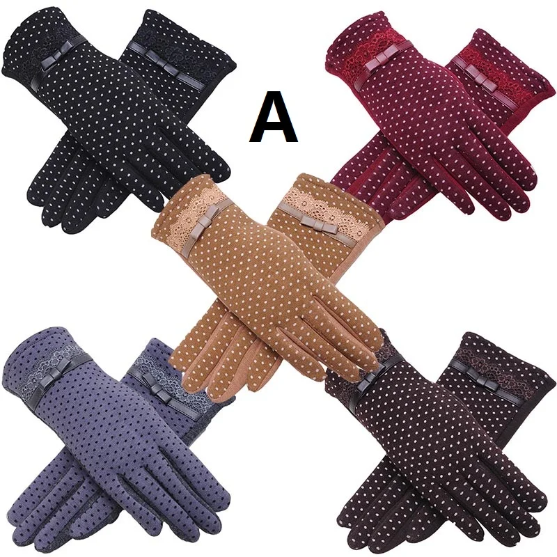Новые зимние спортивные перчатки с узором в горошек для женщин, модные теплые перчатки хорошего качества, зимние перчатки 9AA704-A