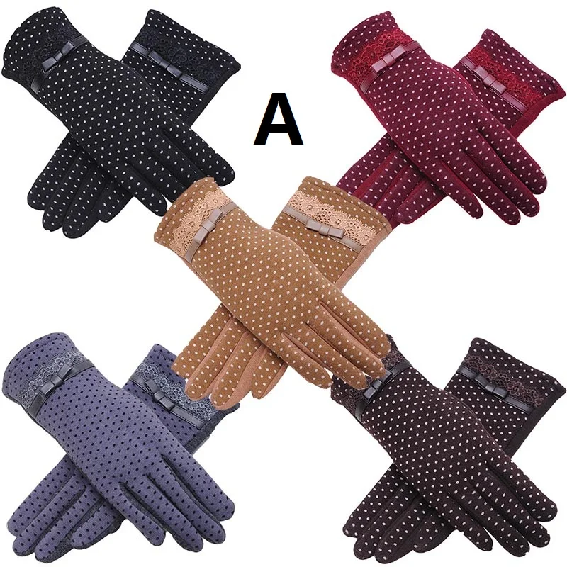 جديد الرياضات الشتوية نقطة الديكور قفازات للإناث المرأة الأزياء جيد Qualitywarm قفازات الشتاء قفازات 9AA704-A