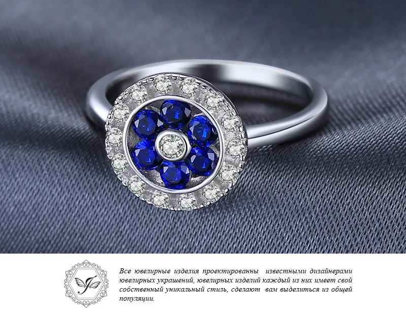 Jewelrypalace модные 0.72ct круглый создан синий шпинель цветок Юбилей кольцо для Для женщин 925 серебро классические ювелирные изделия