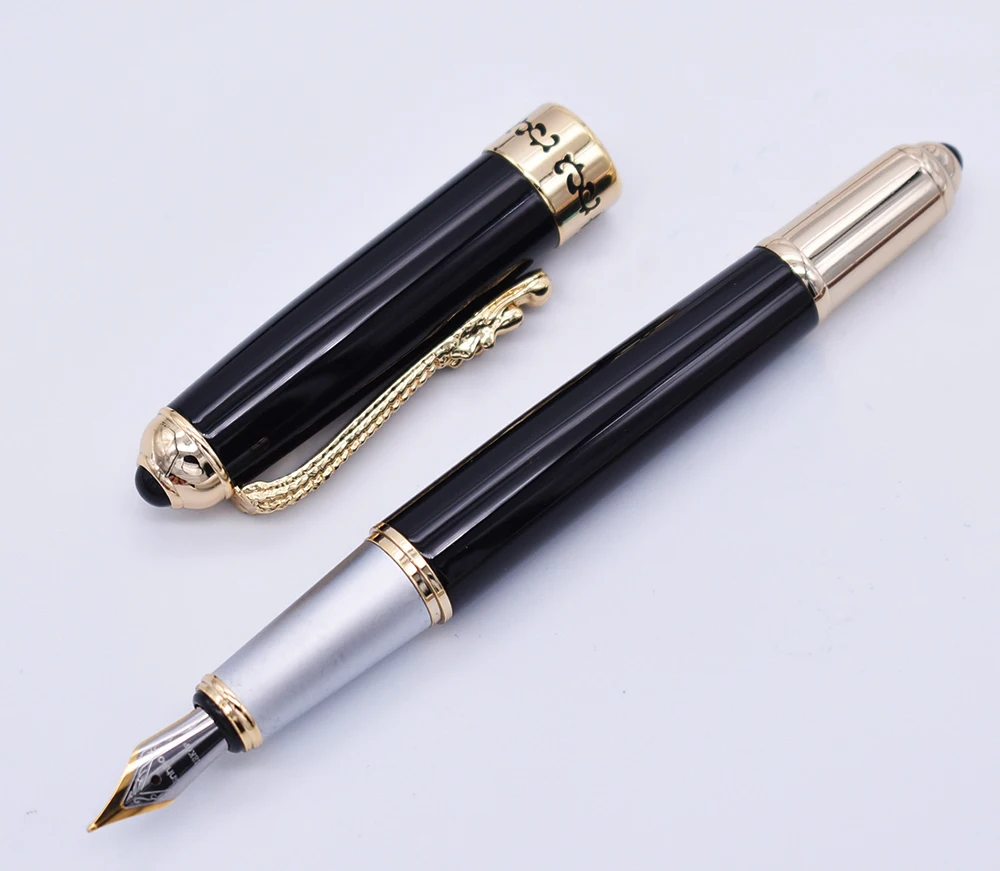 Jinhao Роскошная авторучка классический стиль Дракон Клип, средний наконечник черный перо для письма офисная деловая ручка поставки