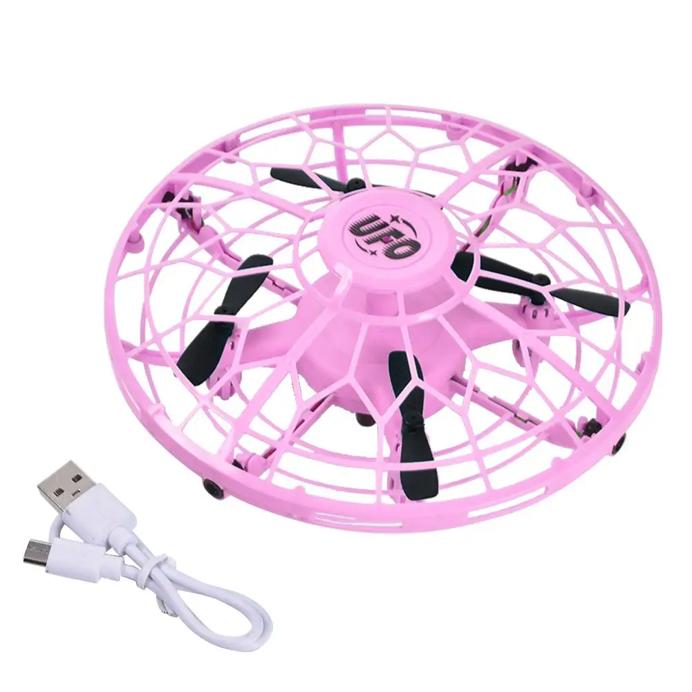 Интеллектуальный индукционный Квадрокоптер подвеска четырехосный самолет ударопрочный игрушечный мини-Дрон для детей - Цвет: Pink