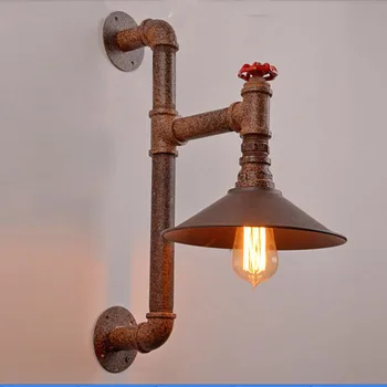 

Wroguht Iron Water Pipe Wall Lamp Vintage Aisle Lights Loft Iron Wall Lamp Edison Incandescent Light Bulb