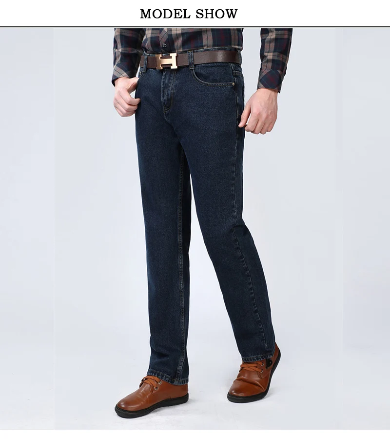 Новые мужские повседневные джинсы с высокой талией, мужские джинсовые комбинезоны, Классические хлопковые черные синие мешковатые джинсы, мужские ковбойские брюки среднего возраста