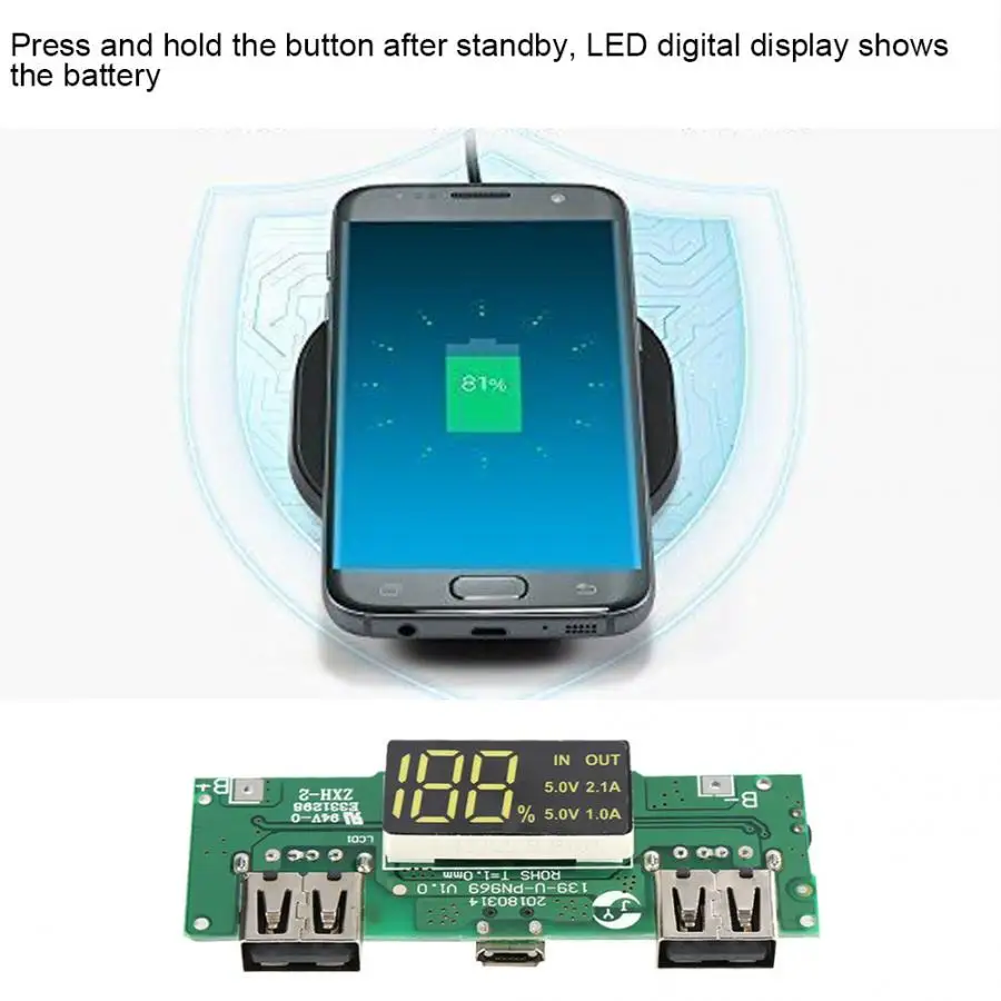 

Dual USB 5V 2A Battery Charger PCB Power Module 139-U-PN969 LED Digital Display Mobile Power Bank Accessories For Phone DIY