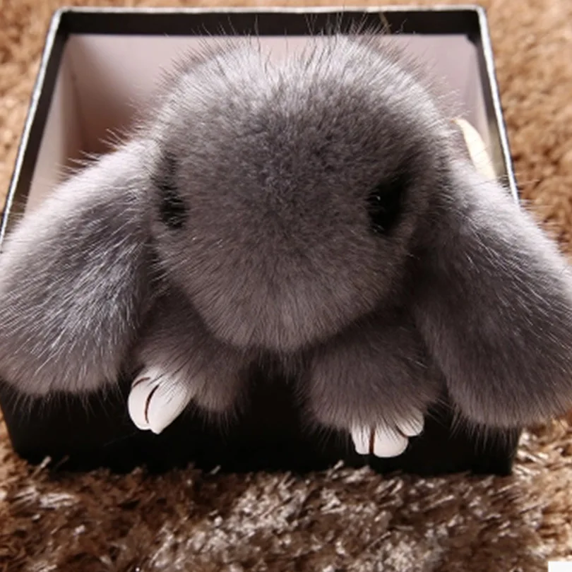 Real Fur Accessories Rex Cute Rabbit Doll Key Chain Phone Bag Pendant