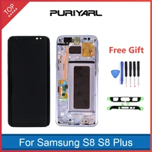 100% Asli Kerja Super AMOLED LCD Display Untuk Samsung G950 S8 S8 Plus G955 Layar Sentuh Digitizer Majelis Penggantian + hadiah