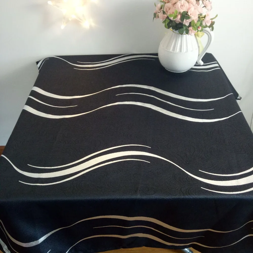 New black with silver striped table cloth Europe style table cloth free shippingblack table