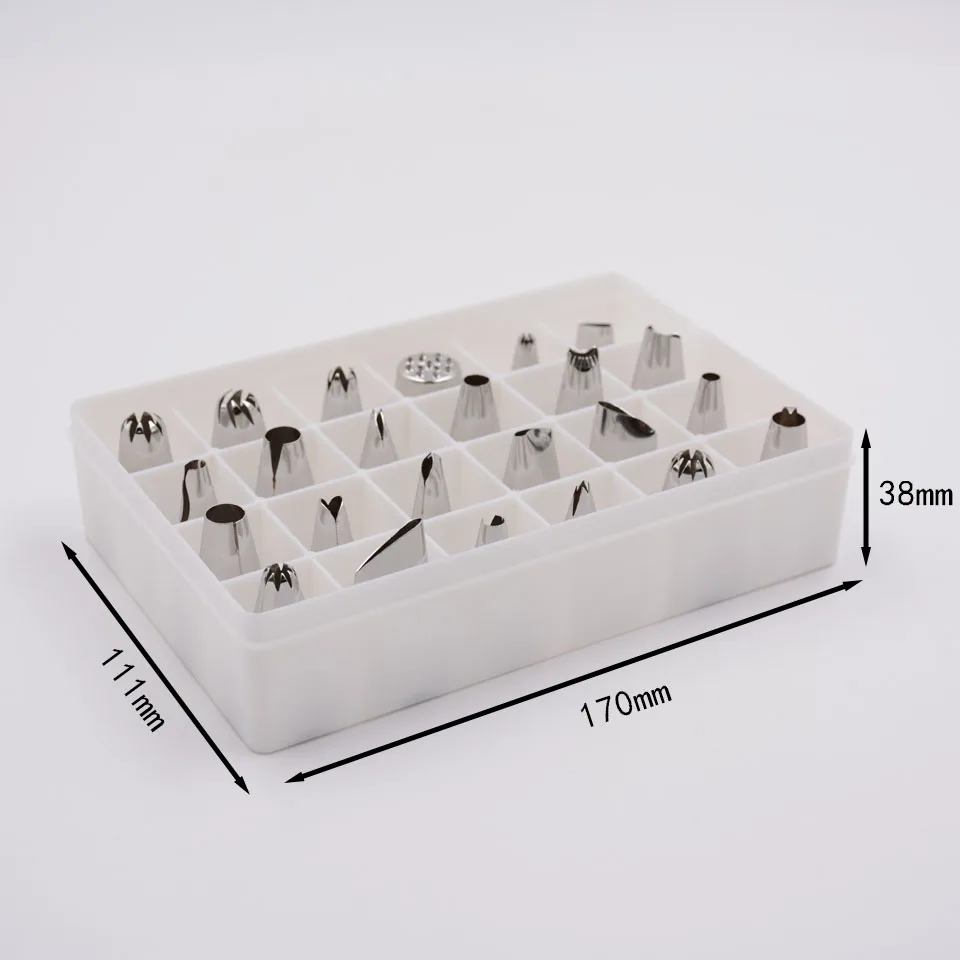 Baking Tools Silicone Nozzles for Cream 24PCS Stainless Steel Nozzle+One Pastry Bag Cake Decorating Tips set 5