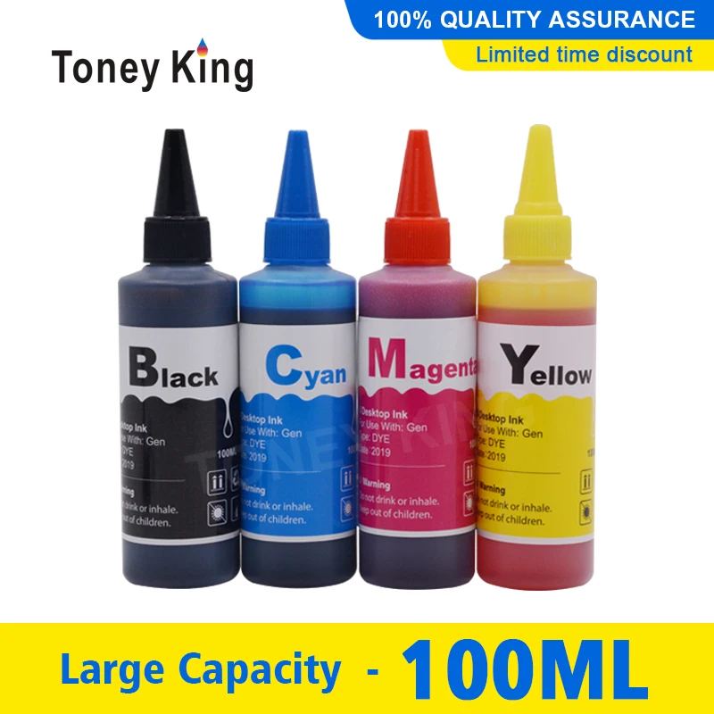 Toney King 100 мл универсальная краска для заправки чернил комплект Замена для hp для Epson для Canon для принтера Brother дешевые серьги-гвоздики танк