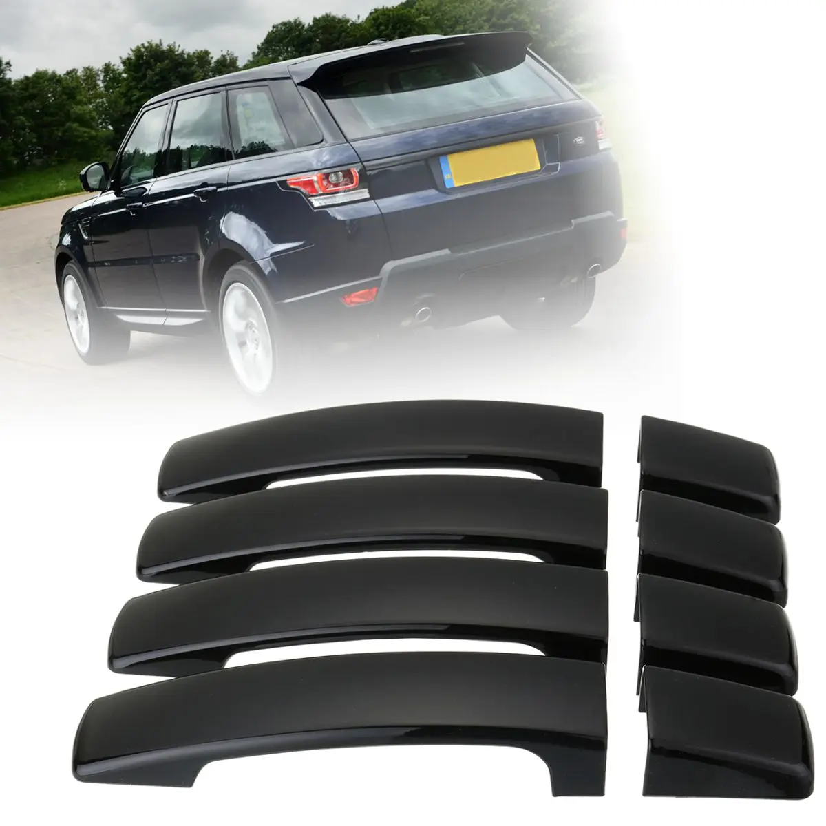8pcs Gloss Black Door Handle Covers Trim For Range/Rover/Discovery