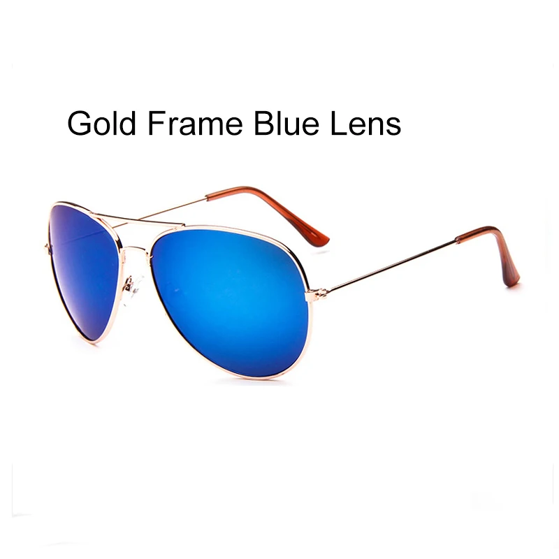 Классический Солнцезащитные очки для женщин Для мужчин зеркало очки пилота Защита от солнца Очки для Для женщин Брендовая Дизайнерская обувь Оттенки Óculos де золь - Цвет линз: Gold Blue