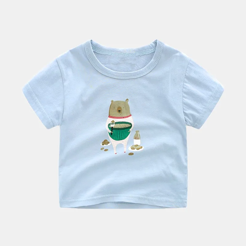 COOTELILI Cute Animal Dinosaur Girls Tops Kawaii Pattern Boys Clothes Summer Short Sleeve Boys T-Shirt Children's Cartoon Shirts (13)