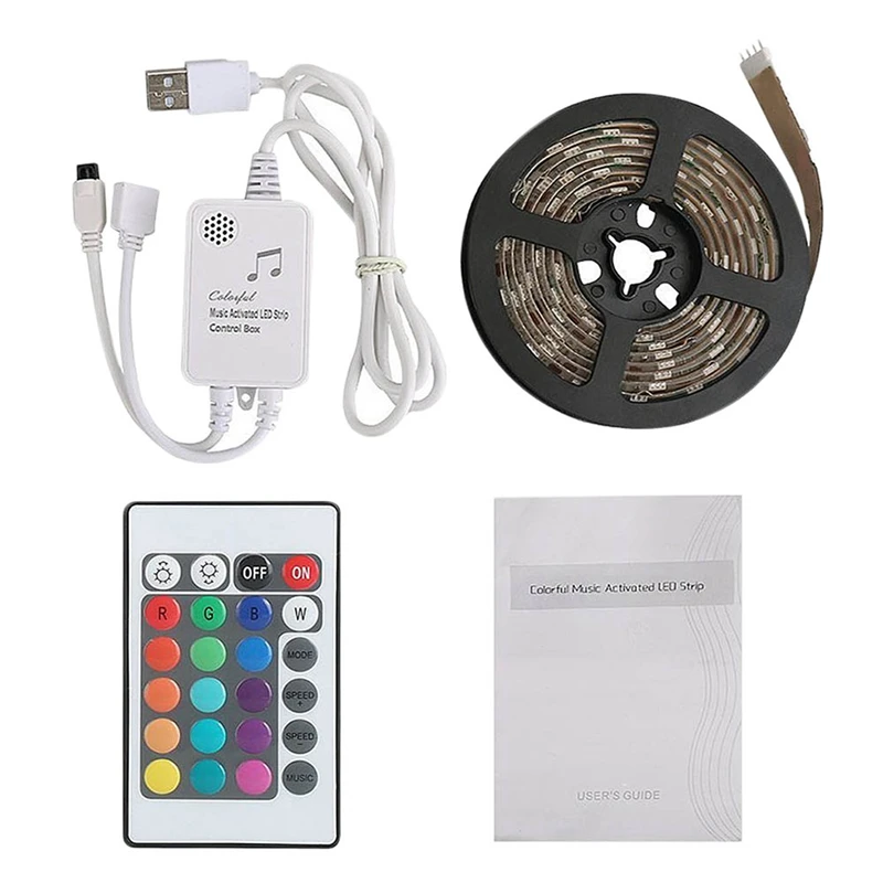 

Music Led Strip Lights 6.6Ft/2M 5V Usb Powered Light Strip 5050 Rgb Light Color Changing With Music Ip65 Waterproof Led String