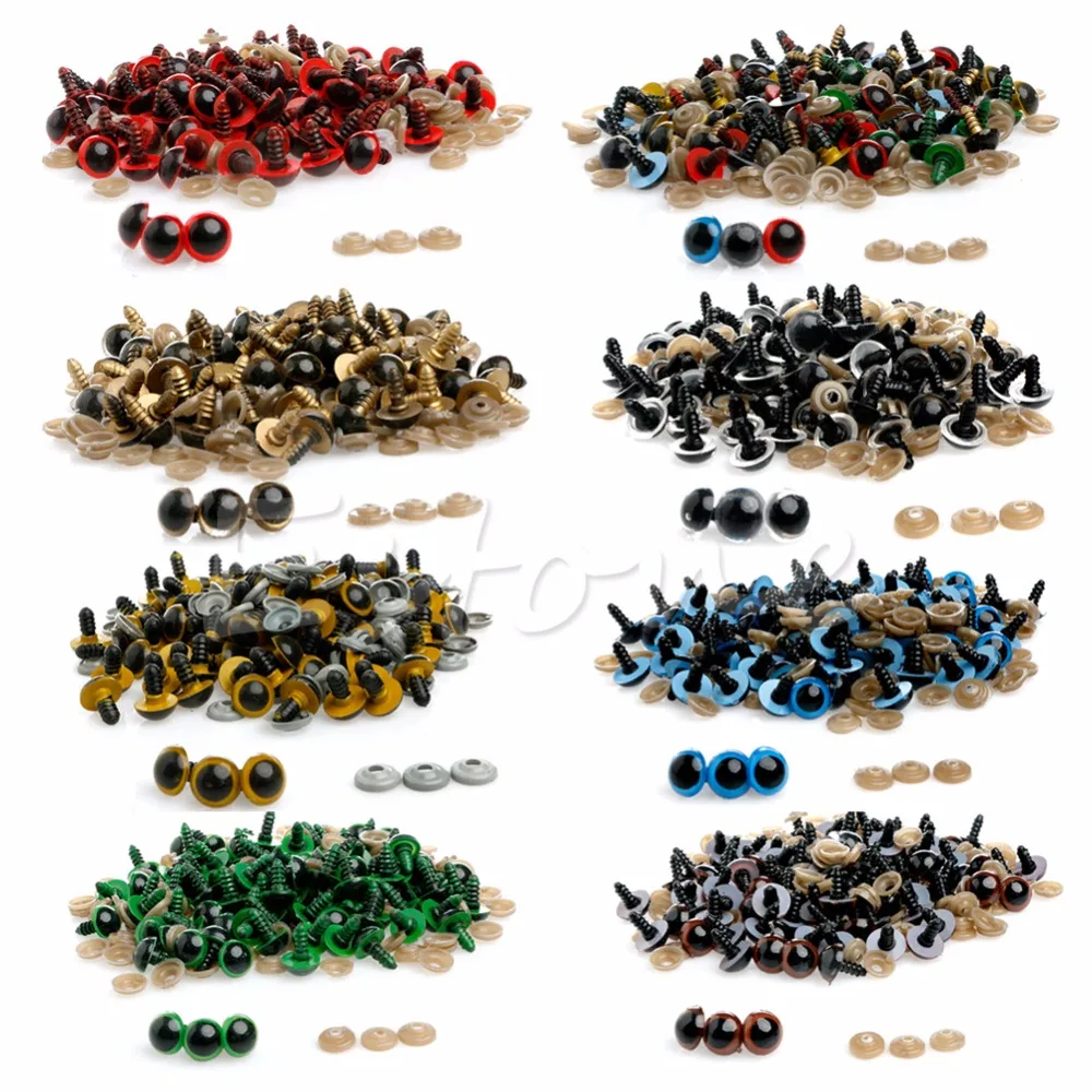 

100pcs Plastic Safety Eyes For Teddy Bear Doll 14mm Animal Puppet Craft Multi-Purpose Crafting Handmade Toy