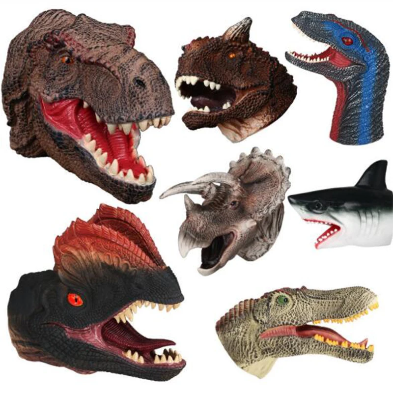 

1 Pc Dinosaur Hand Puppet Soft Vinyl Rubber Animal Head Hand Puppet Figure Toys Gloves For Children Model Gift