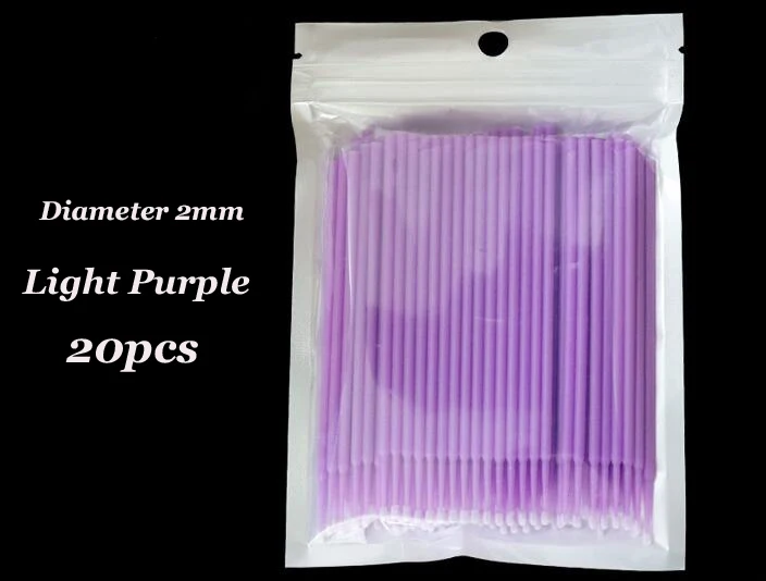 20 шт одноразовые микрощетки ресницы человека Расширение Удаление ресниц тампон микро щетка для наращивания ресниц Инструменты - Handle Color: light purple