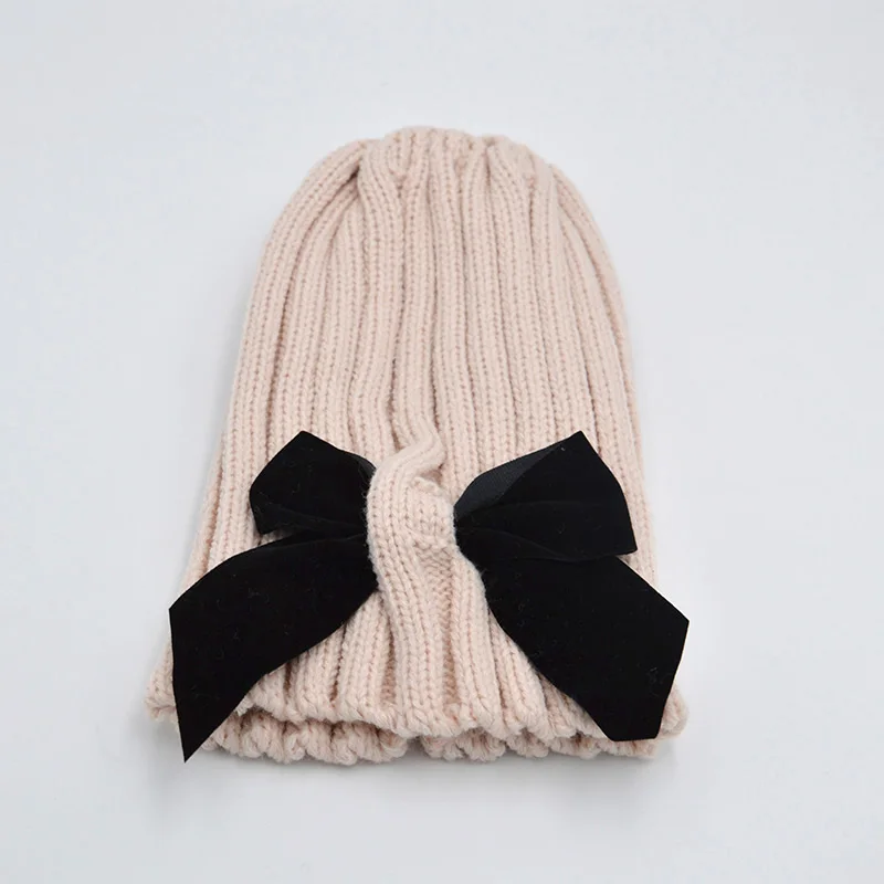 Милые бантики детская шапочка осень зима теплая детская шапочка шапка эластичная вязаная детская шляпка для девочки шляпа-шлем Enfant Muts