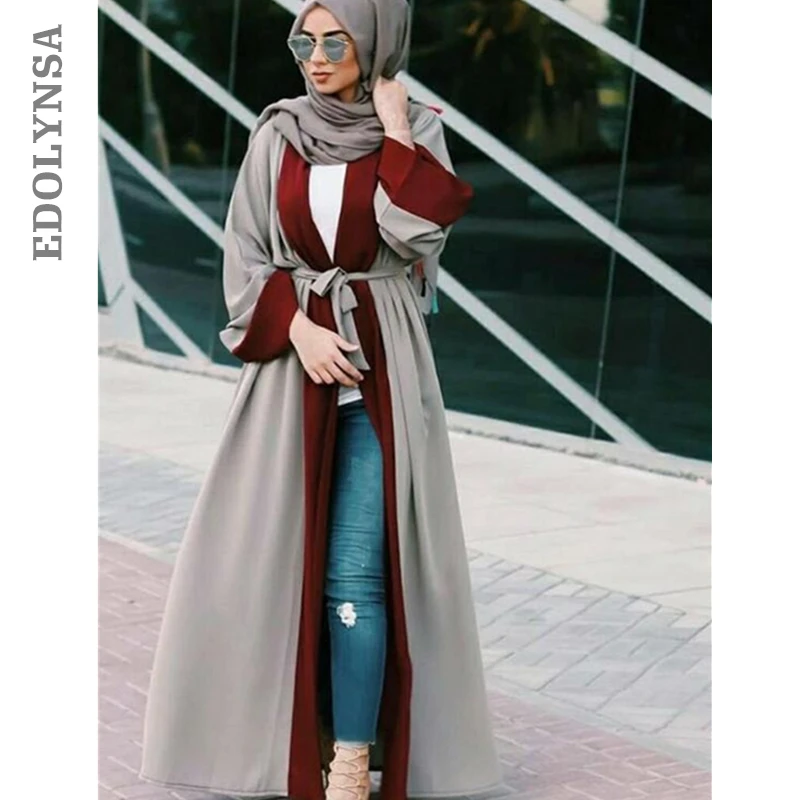 

Patchwork Dubai Abaya Muslim Dress 2019 Kaftan Brand Casual Dress Robe Knitting Dubai Abaya Dresses Muslim Long Dresses #D291