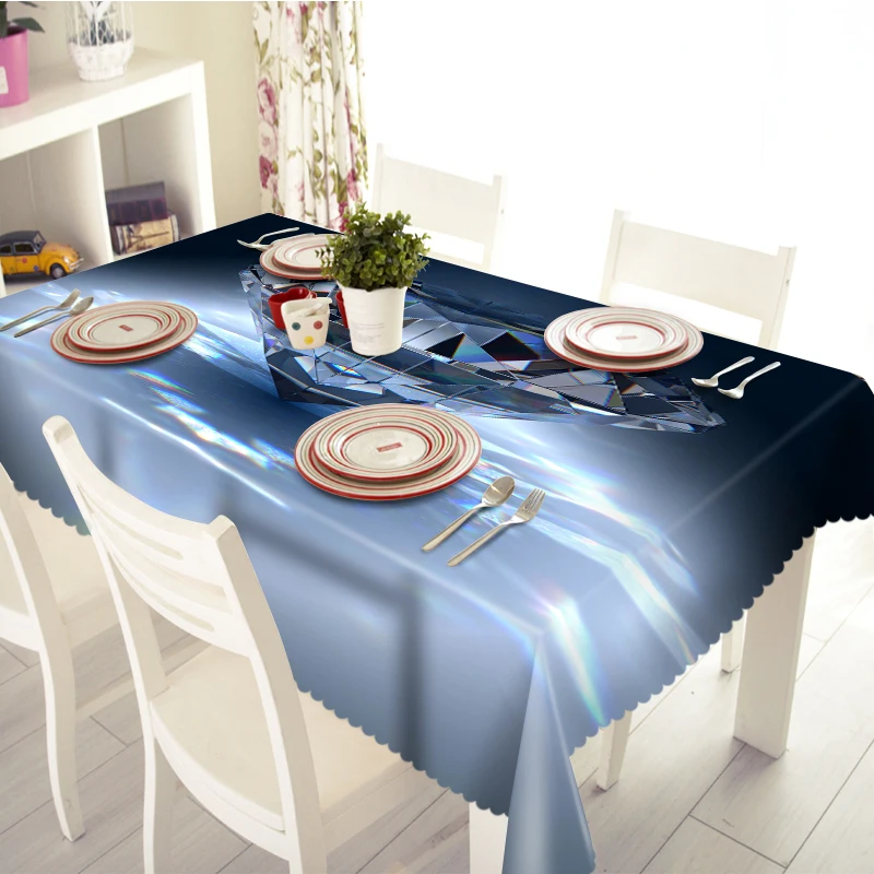 

3d Dazzling Diamond Tablecloth Washable Dustproof Thicken Cotton Cloth Rectangular and Round Table Cloth for Wedding