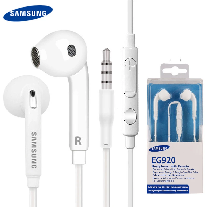 

Original SAMSUNG EO-EG920BW Earphones Wired 3.5mm with Mic 1.2m In-ear Stereo Sport Earphones for Samsung Galaxy S7 S7Edge S8 S9