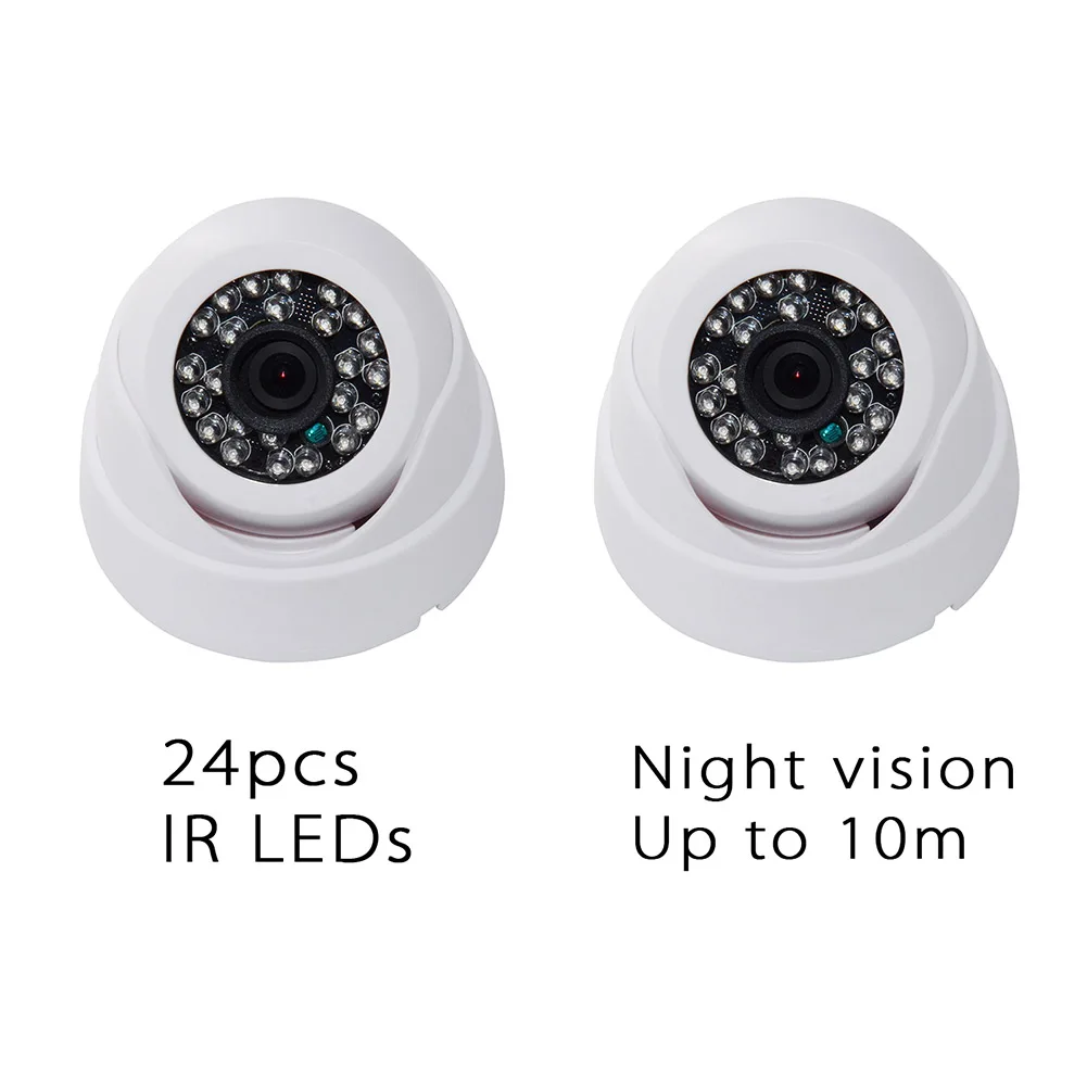 

One Set Dome CCTV Camera with 24pcs LEDs 720P HD Night Vision 3.6mm Lens LSMK99