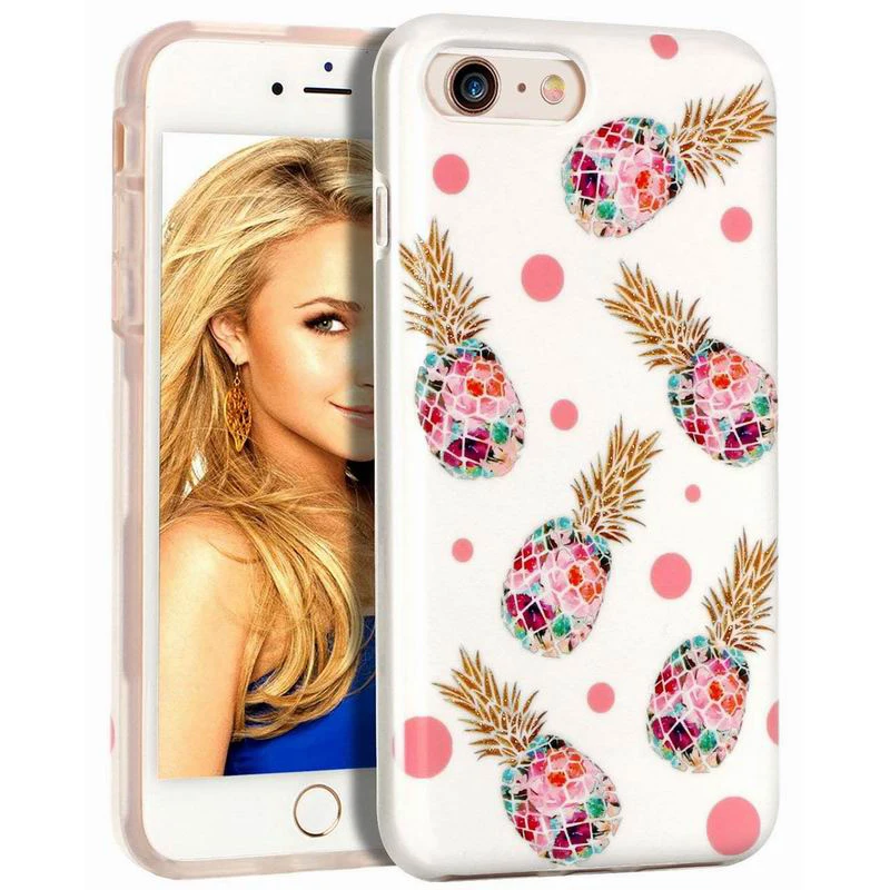 Чехол для iPhone 6 Plus 6s Пластиковая Задняя Крышка милая свежая роза золотой ананас