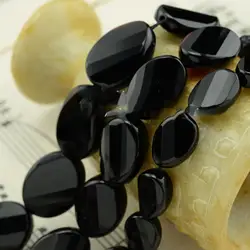 Натуральный граненый твист витой Olivary овальный черный агатовые бусины для изготовления бижутерии 15 ''рукоделие DIY Бусины Брелок