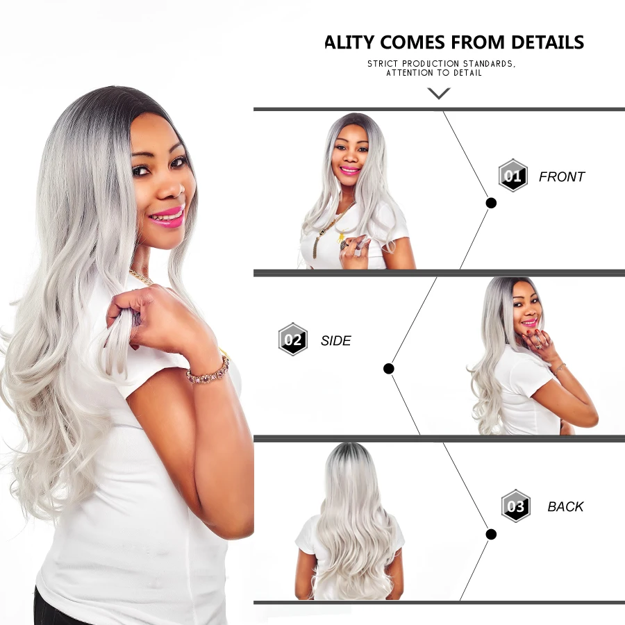AliLeader Big Body Wavy None Lace Front Wig Full Machine Made Ombre Blonde Purple Silver Brown Wig For Black Women 26 Inch Long AliLeader Big Body Wavy None Lace Front Wig Full Machine Made Ombre Blonde Purple Silver Brown Wig For Black Women 26 Inch Long