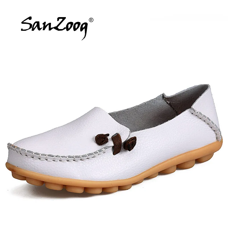 

Womens Shoes Flats 2019 Popular Soft Genuine Leather Womens Flat Casual Shoes Fashion Ladies Loafers Non-Slip Plus Size 43 44